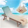 Surwin Telo Mare per Lettino, 3D Stella Marina MicrofibraFodera per Sedia da Spiaggia Copertura per Sedia di Sdraio con Tasche Laterali, Asciugamano per Sport Piscina (75x210cm,Spiaggia)