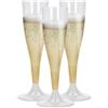 Sicignano Casalinghi Ingrosso Casalinghi Sicignano | Set 6 Calici Flute in Plastica Trasparente con Piedini Colore Bianco 10cl - Bicchieri Lavabili Ideali per Feste Brindisi Celebrazioni - Perfetti per Champagne Prosecco Cocktail