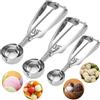 Qurxuanwe 3Pcs Porzionatore Gelato Acciaio Inossidabile con Rilascio Grilletto,Cucchiaino Porzionatori Dimensioni Diverse,Paletta Biscotti Manico Confortevole per Cottura, Palla Melone,Torte,Impasto,Frutta,Riso