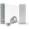Italfence - Kit completo per recinzione zincata: Rete metallica elettrosaldata (Ø1,80mm, 125cm, 25m), 10 x Pali a T (30x30x3mm, 150cm), Filo di ferro e Tendifili