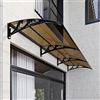 KDDEON Pensilina Tettoia per Porta d'Ingresso Marrone,Tenda da Sole per Veranda Silenziosa,Pensilina Copriporta per Protezione da Pioggia e Neve UV,60/80/100cm,con Staffa Nera (60x120cm/24x47)