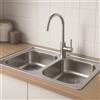 Melanstar Lavello doppio in acciaio inox, 80 x 50 cm, con 2 vasche con sifone