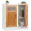 Relaxdays Mobile Bagno Legno, Ante bambù, Fondo Regolabile, Incavo Sifone, Sottolavabo, Hlp: 60 X 60 X 30 Cm, Naturale/Bianco 60x60x30cm, Pannelli MDF