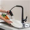 LakeBayMZC Rubinetto Lavello Cucina Con LED Della Temperatura,Con Doccetta Estraibile a 3 Modalità,Miscelatore Cucina Estraibile,Rubinetti Monocomando Cucina,Girevole a 360°,nero opaco