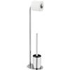 Wenko Set WC MOD. Levante autoportante con portarotolo e scopino Integrato in Acciaio Inox Lucido Design Moderno 23x63x17 cm Nero per Bagno Elegante