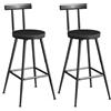 MAHANCRIS Sedie da Bar con Schienale, Set di 2 Sgabelli da Bar, Sgabelli da Pranzo, Telaio in Metallo, Piedi Regolabili, Facile da Montare, per Cucina, Soggiorno, Bar, Caffetteria, Nero BAHB6001