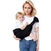 JOYNCLEON Portabebè Fisiologico da Neonato a Bambino, Fascia Portabebè Laterale con Spallone Extra Largo, Regolabile ed Ergonomico 0-36 Mesi, per Viaggi e Supporto Anca Sano (Nero)