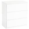 Ginhow Cassettiera bianca con 3 cassetti, 70 cm di larghezza, armadietto a comò, sottile, ideale per soggiorno, camera da letto e corridoio, moderna credenza bagno, bianco opaco, 70 x 75 x 45 cm