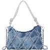 Milisente Giltter Pochette da donna per ballo di fine anno, matrimonio, borsa a tracolla con cinturino in strass, 335 Blu Denim