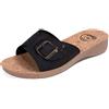 JOMIX Ciabatte Donna Estive Ortopediche con Fibbia Regolabile Pantofole Anatomiche Zeppa Bassa Slip On con Plantare in Sughero Sandali Comodi Erogonomico da Casa ITD2018 Nero 37