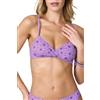 Goldenpoint Donna Costume da Bagno Sangallo Double - Parte Alta del Bikini - Triangolo Fisso con Doppia possibilità di Allacciatura in Microfibra e Pizzo Tinta Unita Sangallo Taglia 4B Colore Viola