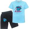 SharkBebe Maglietta a maniche corte per ragazzi Mr-Beast maglietta alla moda per ragazze casual nero rosso fulmine gatto t-shirt per bambini set di vestiti, Blu, 11-12 Years