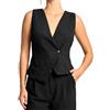Amazhiyu Gilet da donna, in lino, corto, senza maniche, scollo a V, in lino, vintage, estivo, con bottoni, vestibilità regolare, bianco, S