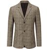 YOUTHUP Blazer Vintage da Uomo Slim a Due Bottoni Blazer a Quadri Casual Business Blazer,Marrone,XL