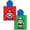 Character World Asciugamano poncho ufficiale Nintendo Super Mario con cappuccio, super morbido, doppio design con Luigi, accappatoio perfetto per casa, bagno e spiaggia, 57,5 x 50 cm