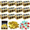 Molbory Set di 12 mini scrigno del tesoro, vintage, per gioielli, caramelle e monete, oro e nero, 7,5 x 5,2 x 5 cm, per compleanni e feste, regalo per bambini