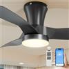 Epochglo Ventilatore a soffitto con illuminazione 80cm, 3000 K-5000 K Dimmbar, 2200LM Lampada LED silenziosa Ventilatore con luce e telecomando/APP, 7 velocità, Timer für Decke Soggiorno Camera da letto, Nero