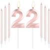 mciskin Candele per 22° Compleanno in Oro Rosa, Candela Numero 22, Lunghe Sottili, Decorazione per Torta, Festa di Buon Compleanno per Ragazze e Donne