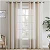 EMEMA Tende a righe trasparenti con occhielli Tende in voile Soggiorno moderno Set di 2 tende Camera da letto Trasparente con motivo Tenda a righe semitrasparente 140 x 185cm Bianco Beige