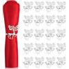 RETON Portatovaglioli natalizi con alce per Natale, portatovaglioli, Natale, per matrimoni, feste, giorno del Ringraziamento, decorazione da tavolo (argento, 5,5 cm)