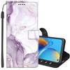 SEHEYA per Motorola Moto Edge 50 Fusion Cover Libretto con Motivo Custodia Portafoglio a Libro Flip Case 3 Tasche Interne Fibbia Magnetica Protezione Caso, Bianco Viola Marmo