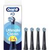 Oral-B Testine di Ricambio iO Series Ultimate Clean Nere, Testine Rotonde Originali, con setole CrissCross per rimuovere la placca, 4 Testine