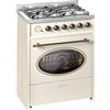 Gurari Fornello da 60 cm con forno elettrico E 614 Cr, crema, fornello autoportante in design retrò, 4 kW WOK, gas naturale e propano (Fl.Gas)