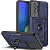 ESTH® Custodia per Samsung Galaxy A13 4G con Custodia per Fotocamera Scorrevole e Supporto ad Anello [Cover Paraurti Compatibile con Supporto Magnetico per Auto], Blu