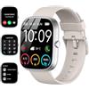 uaue Smartwatch Uomo Donna, 1.91 Orologio Fitness con Effettua/Risposta Chiamate, 110+ Sportive Fitness Tracker, Sonno Cardiofrequenzimetro, Contapassi/Calorie/Impermeabil IP68 Smart Watch, Argento-Beige