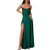 nicticsi Estate Vestiti da Donna Abiti da Tinta Unita in Raso Abito Senza Schienale a U-Collo Sexy Eleganti Dress Senze Manica Vestito da Cocktail Cerimonia A Verde M