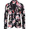 sutelang lurryly Uomo Business Mairage Giacca Costume Fantasia Giacca Chic Uomo Autunno Inverno Casual Moda Costume Uomo Giacca Blazer Slim Fit Stampa Fiori Matrimonio, bianco, L