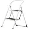 Amig - Scala pieghevole - Sgabello in acciaio con 2 gradini antiscivolo - Dimensioni: 77 x 59 x 48 cm - Peso massimo 150 kg - Finitura bianca con protezioni nere - Per uso professionale e domestico