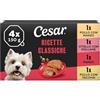 Cesar Ricette Classiche 6x4x150g Vaschetta per cani adulti,confezione da 4,assortimento standard con pollo e manzo/manzo e fegato/pollo e tacchino/vitello e pollame,bocconcini in paté(Confezione da24)