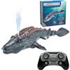YATOSEEN Giocattoli Mosasaurus Telecomandati per Bambini, Barca Elettrica per Dinosauri RC con Acqua Spruzzata e Luce per Il Bagno del Lago della Piscina, Giocattoli da Bagno (Grigio)