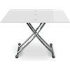 Menzzo B2219S Tavolino basso contemporaneo, Carrera, può essere alzato/abbassato, in legno/Inox, dimensioni: 57/100 x 100/114,2 x 39/76,3 cm contemporaneo bianco