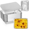 Generic 50 contenitori in alluminio con coperchio, 100 ml, in alluminio, antiaderenti, 22 x 16 x 5 cm, per friggitrice ad aria, forno e cottura