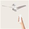 TECHBREY Ventilatore da Soffitto Silenzioso Eubea 132cm Motore DC Legno Bianco Controller a Parete + Telecomando Senza Luce No Legno Bianco