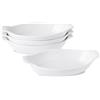 UIBFCWN Set di 4 Piatti da Forno in Ceramica, Piatti da Forno Ovali da 350ML, Pirofila Ovale in Porcellana con Manici per Lasagne Torta Tapas, 22,8 x 11,9 x 4,3 cm - Bianca