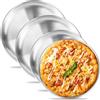 DMJJSD Set di 4 teglie per pizza, rotonde da 32 cm/26 cm, in acciaio inox, per pizza con rivestimento antiaderente, per set da forno, piatti di servizio, teglia per pizza