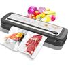 MEGAWISE Macchina per sottovuoto MegaWise - Modello 2025, aspirazione potente 80 kPa, sigillatura automatica One-Touch, salva-alimenti compatto con taglierina integrata, 10 sacchetti di avvio inclusi - Argento