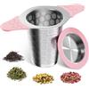 yomanta Infusore Per Tisane, 304 Acciaio Inox Filtri Per Tisane, Con coperchio e manico in silicone resistente al calore，infusore tè per teiere, tazze e tazzine - Rosa