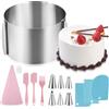 Kssvzz Kit per Torte a Forma di Gelo, Anello per Torte in Acciaio Inox Regolabile da 6 a 12 Pollici, Stampo per Mousse ad Anello per Cottura, Cucina