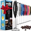 PowerLix Frullino Montalatte Elettrico Cappuccino - Schiumatore Latte con Supporto in Acciaio Inossidabile, 15-20s, Potente 19000rpm, Montalatte Manuale per Latte, Cappuccino, Caffè,nero metallizzato