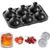 YUZHEDM 18,3 cm*12,6 cm Ghiaccio Stampo 6 Fori Cubetti Ghiaccio Silicone Rotondo Sfera Grande Ghiaccio Stampo Cubetti Silicone Rotondo Sfera con Coperchio per Cubetti di Ghiaccio per Cocktail Whisky