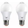 KOOYWAN 9W E27 lampadina PIR sensore di movimento,Bianco caldo 2700K,lampadina sensore di luce LED, Non dimmerabile,2 Pezzi
