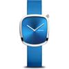 BERING 18034-308 Orologio da donna al quarzo, orologio da polso con cassa in acciaio inox color argento da 30 mm, quadrante blu, cinturino Nato, vetro zaffiro, 3 ATM