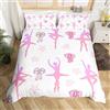 Homemissing Set copripiumino per bambine e ballerine, set di biancheria da letto per ballerine, set di biancheria da letto matrimoniale in microfibra