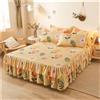 Morbuy Gonna da Letto per Singolo Matrimoniale e Una Piazza e Mezza Elasticizzata Copriletto con Volant Coprirete per Letto Lenzuola con 2 Federe Stampa (120cmx200cm,Giallo)