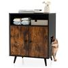 COSTWAY Mobile per Lettiera per Gatti, Casetta per Gatti con Ingresso, Gambe Inclinate e Scomparto Aperto, Tavolino in Legno Versatile per Salotto, 60 x 45 x 75 cm, Marrone e Nero
