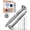 NietFullThings Viti a testa bombata per terrazze, 5 x 70, in acciaio inox A4, viti a testa bombata Torx, spessore 5 mm, 250 pezzi, viti per legno Torx, lunghezza 70 mm, con 1 punta Torx